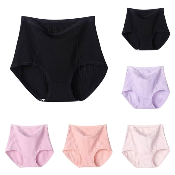 Swuxness Women's High Waisted Stretch Brief Solid Color Shaping Comfortable Breathable Plus Size Panties