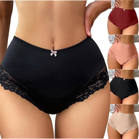 Swuxness Women's Lace Seamless Briefs, Women Panties, Women's Solid Color Lace Comfortable Breathable Soft Briefs Panties for Ladies Wine, L