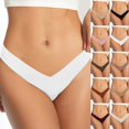 thumbnail image 1 of Swuxness Women's Low Waist Seamless Thong Briefs, Panties for Women, Women's Solid Color Comfortable Breathable Ice Silk Deep V Stretch Briefs Thong Panties Brown, M, 1 of 5
