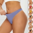 thumbnail image 1 of Swuxness Women's Low Waist Seamless Thong Briefs, Panties for Women, Women's Solid Color Ice Silk Comfortable Breathable Soft Stretch Thong Panties Purple, M, 1 of 5