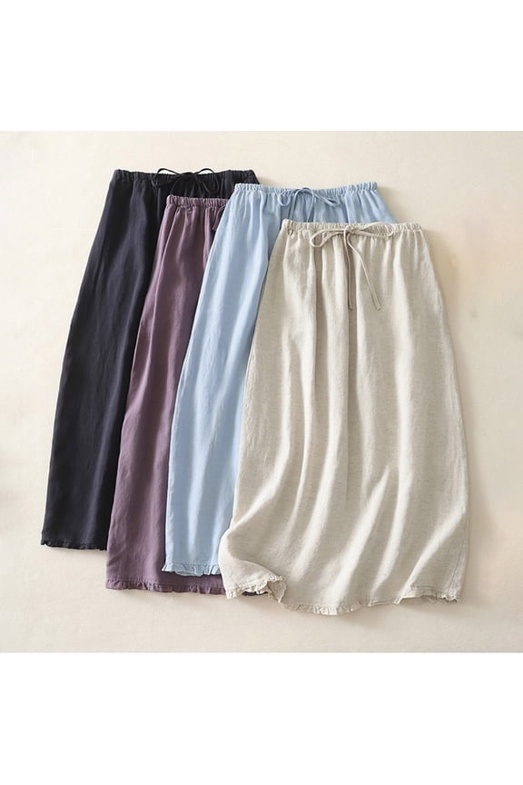 Women's Mid-Length Linen Skirt Fashion Style Versatile for Summer Daily Wear