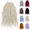thumbnail image 1 of Swuxness Women's Mid-Length Tiered Skirt Fashion High Waist Mesh Sequin for Summer, 1 of 4