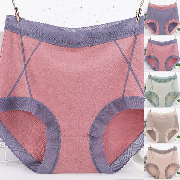 Swuxness Women's Mid Waist Plus Size Briefs, Panties for Women, Women's Color Mid Waist Loose Comfortable Breathable Soft Wear Ladies Briefs Panties Gray, XXXL