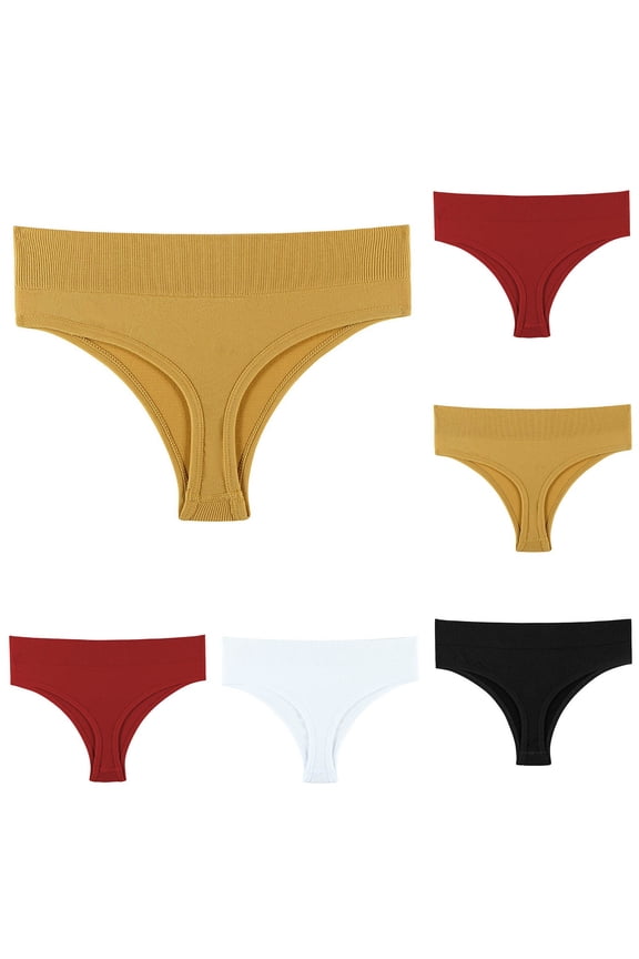 Women's Plus Size Thong Briefs, Panties for Women, Women's Solid Color Comfortable Breathable Thin Soft Stretch Thong Panties White, M