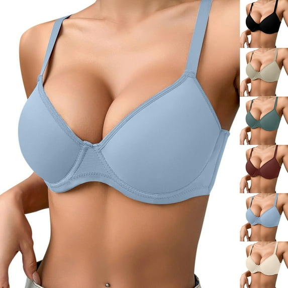 Swuxness Women's Push Up Bra, Womens Bras, Women Solid Color Push Up Lift Adjustable Support Comfortable Breathable Everyday Wear Bra Mint Green, 32/70B