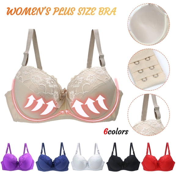 Swuxness Women's Push Up Sports Plus Size Bras Solid Color No Underwire Seamless Comfortable Support