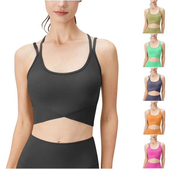 Swuxness Women's Push Up Sports Yoga Bra, Women Tank Style Bra, Women Lightweight Yoga Bra High Elastic Breathable for Running Training with Removable Pads Green, 36/80AB