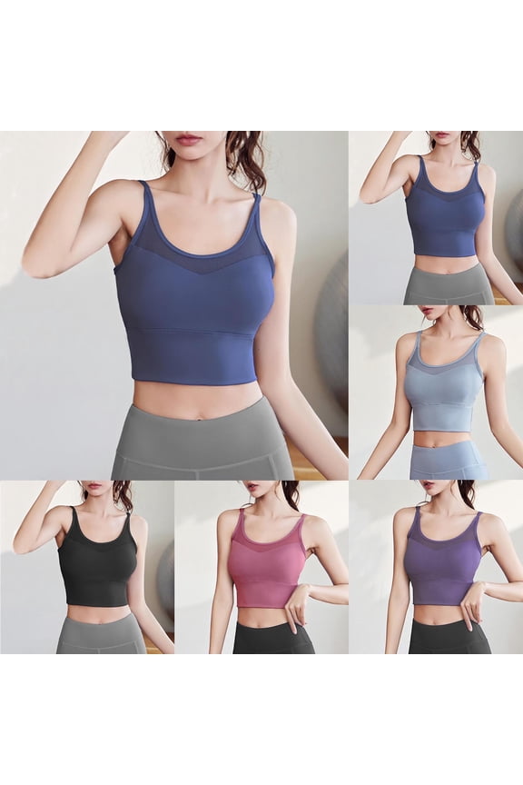 Women's Push Up Sports Yoga Bra, Women Tank Style Bra, Women Solid Color Non Padded Support Fixed Cup for Side Breast Coverage Breathable Yoga Bra Pink, 32/70A