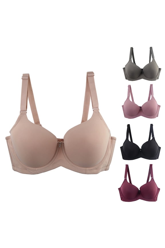 Women's Push Up Underwire Bra, Women Plus Size Bras, Women Plus Size Solid Color Thin Underwire Bra with Sagging Push Up Comfortable Bra Gray, 38/85E
