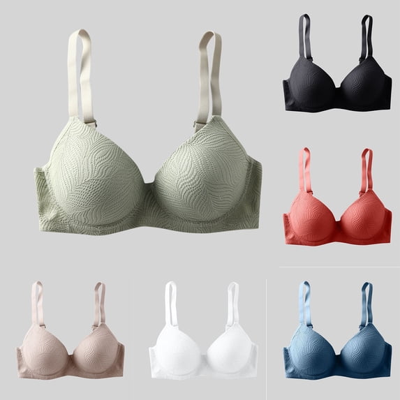 Swuxness Women's Push Up Support Bras Solid Color Underwire Back Closure Seamless Breathable