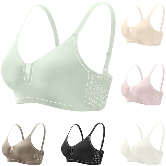 Swuxness Women's Push Up Bra, Womens Bras, Women Solid Color Seamless Thin Push Up Side Coverage Sagging Thin Strap Comfortable Bra White, 36/80ABC