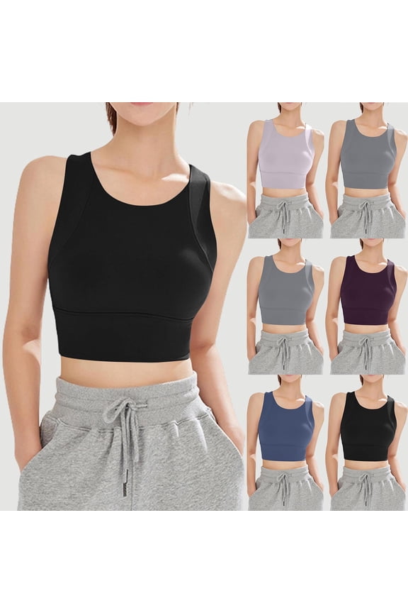 Women's Push-Up Bras Breathable Racerback Tank Shock Fixed Cup Yoga Wear
