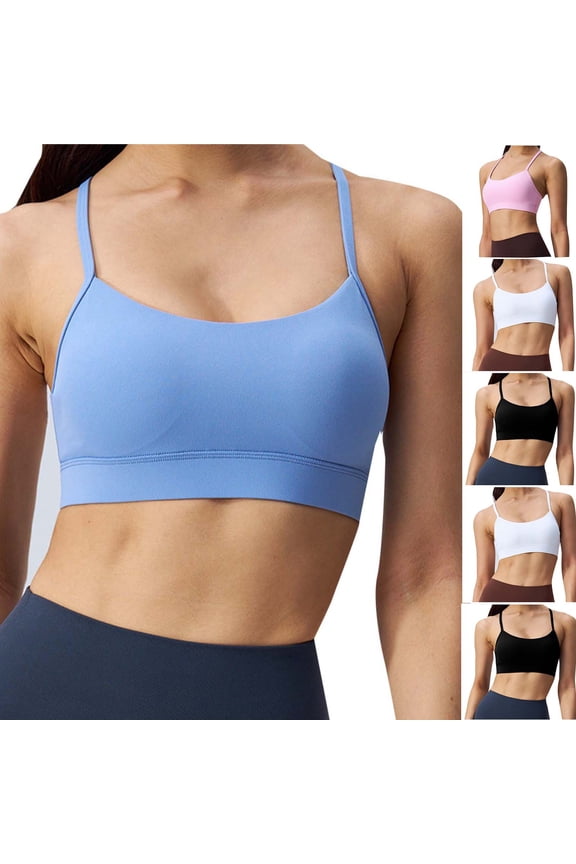 Women's Push Up Sports Yoga Bra, Womens Bras, Women Sport Fixed Bare Feel Back Elastic Strap Comfortable Yoga Removable Bra White, 38/85AB