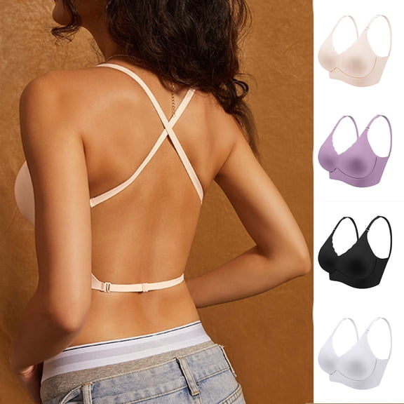 Swuxness Women's Push Up Wireless Bra, Womens Bras, Women Seamless Padded Bra with Back Straps Comfortable Breathable Everyday Wear Bra White, 36/80B