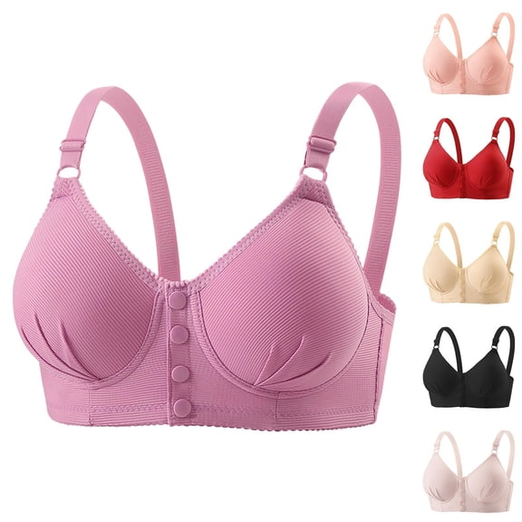 Swuxness Women's Push Up Wireless Bra, Womens Bras, Women Solid Color No Underwire Push Up Support Seamless Breathable Comfortable Bras Red, 40/90BC