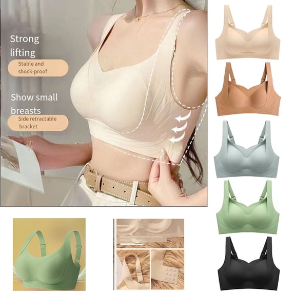 Swuxness Women's Push Up Wireless Bra, Womens Bras, Women Solid Color Wide Strap Comfortable Breathable Lightweight Everyday Bra Green, 40/90AB