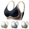 thumbnail image 1 of Swuxness Women's Push Up Wireless Bra, Womens Bras, Women's Color Blocked Wide Strap Comfortable Breathable Push Up Soft Bra Khaki, 38/85AB, 1 of 5