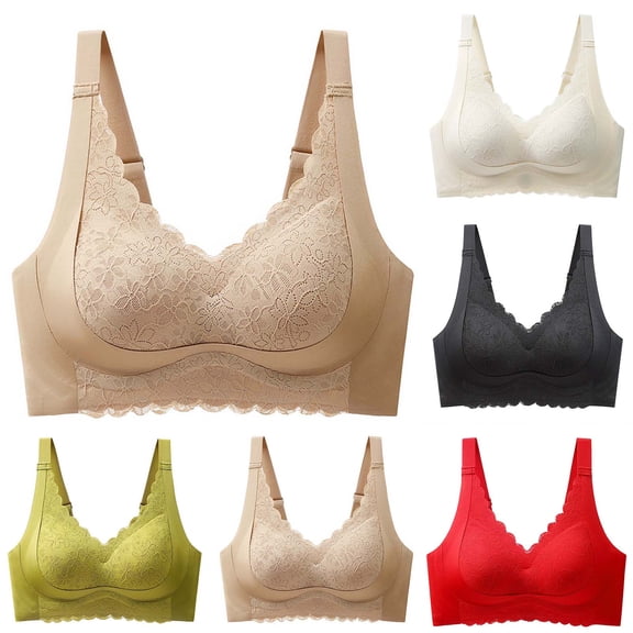 Swuxness Women's Push Up Wireless Bra, Womens Bras, Women's Solid Color Push Up Comfortable Thin Breathable Soft Support Side Bra Green, 38/85AB