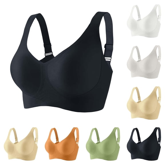 Swuxness Women's Push Up Wireless Bra, Womens Bras, Women's Solid Color Push Up Comfortable Thin Breathable Soft Support Side Bra Yellow, 38/85AB