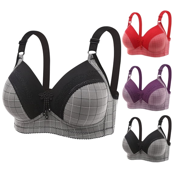 Swuxness Women's Push Up Wireless Bra, Womens Plus Size Bras, Women Comfortable Push Up Shaping Side Coverage Breathable Bra Red, 40/90AB