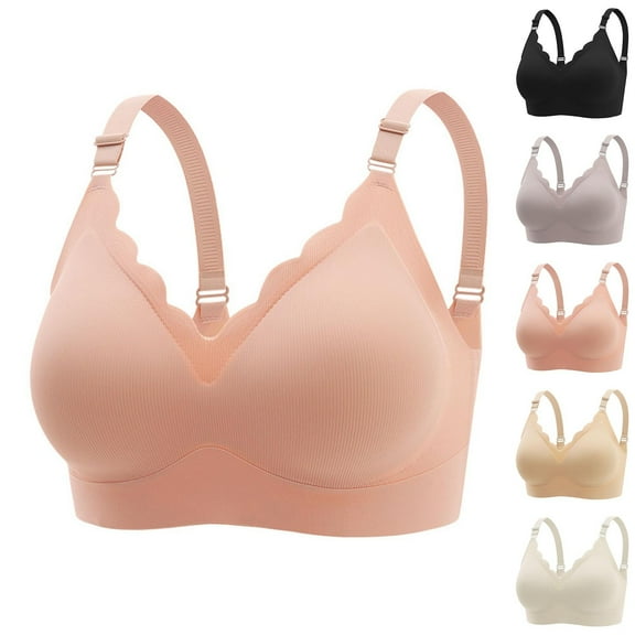 Swuxness Women's Push Up Wireless Bra, Women Full Cup Bra, Women Solid Color Push Up Comfortable Fixed Cup Seamless Side Coverage Sagging Breathable Black, 36/80BC