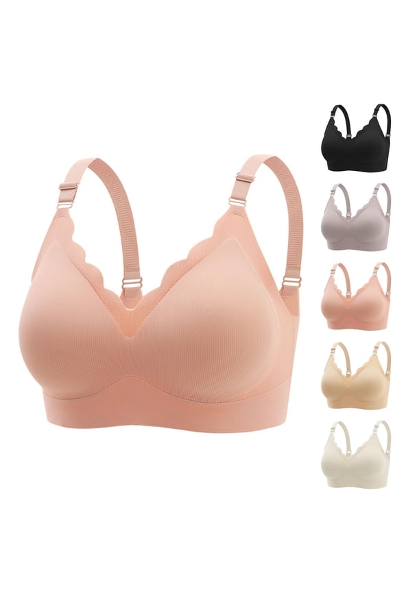 Women's Push Up Wireless Full Cup Bras Comfortable Fixed Cup Seamless Side Coverage Sagging
