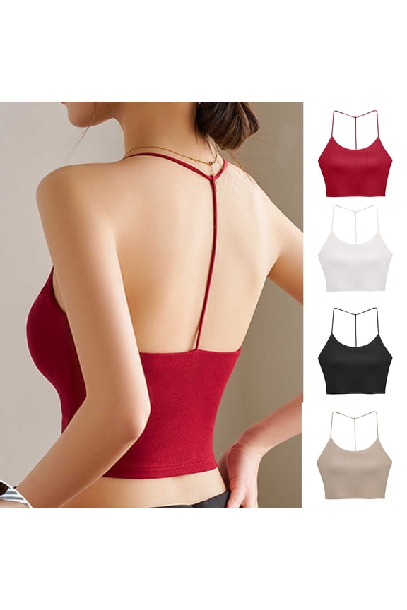 Women's Push Up Wireless Tank Bras Back Camisole with Padded Insert Lining Under Wear