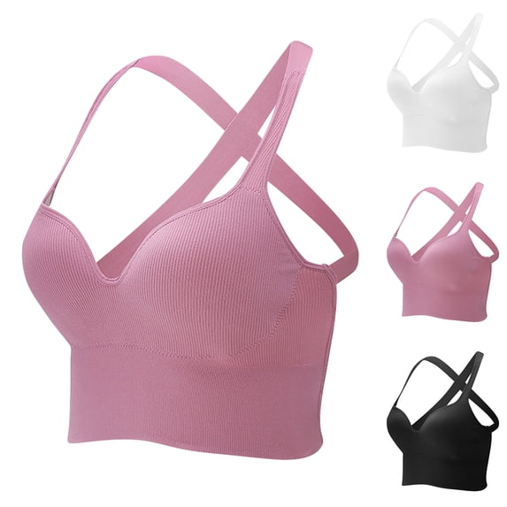 Swuxness Women's Push Up Wireless Yoga Full Cup Bras Back Fixed Cup Sports Comfortable Support