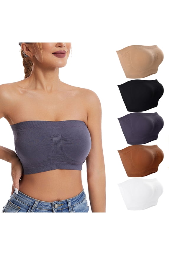 Women's Push Up Wireless Bra, Women's Strapless Full Cup Bras, Women Comfortable Push Up Strapless Bra Seamless Breathable Convertible Bustier Bra Beige, 42/95BC