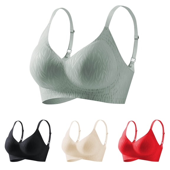 Swuxness Women's Push Up Wireless Bra, Womens Bras, Women Solid Color Back Closure Adjustable Strap Thin Push Up Support Comfortable Bra Green, 38/85AB