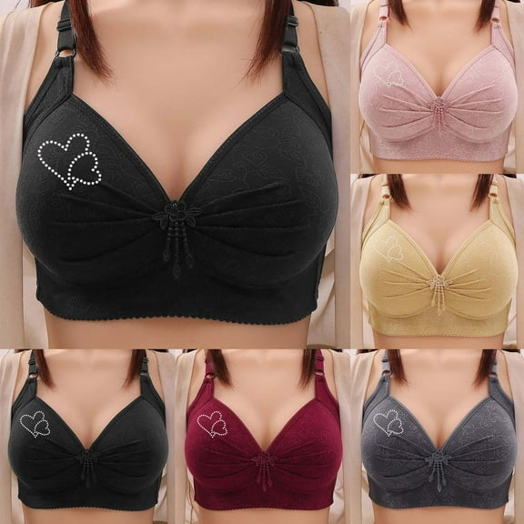 Swuxness Women's Push Up Wireless Bra, Womens Bras, Women Solid Color Lift Shaping Push Up Side Coverage Sagging Comfortable Breathable Bra Gray, 44/100FG