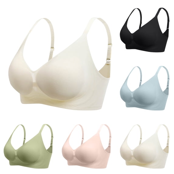 Swuxness Women's Push Up Wireless Bra, Womens Bras, Women Solid Color Lightweight Removable Padding Push Up Support Comfortable Everyday Bra Blue, 38/85ABC