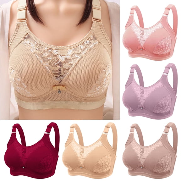 Swuxness Women's Push Up Wireless Bra, Womens Bras, Women Solid Color Push Up With Underwire Support Comfortable Breathable Everyday Wear Bra Khaki, 40/90BC