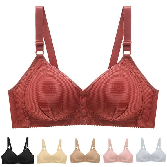 Swuxness Women's Push Up Wireless Bra, Womens Bras, Women Solid Color Seamless Push Up Breathable Comfortable Back Closure Everyday Wear Bra Pink, 40/90B