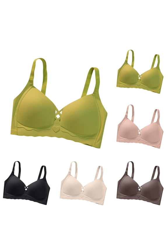 Women's Push Up Wireless Bras Solid Color Seamless Support for Side Bulge with Soft Cup