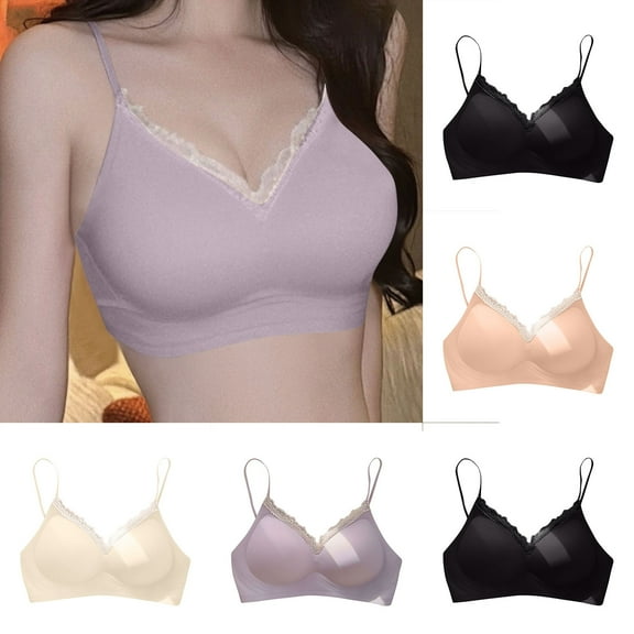 Swuxness Women's Push Up Wireless Bra, Womens Bras, Women Solid Color Thin Strap Seamless Push Up Support Comfortableable Breathable Lightweight Bra Purple, 36/80ABC