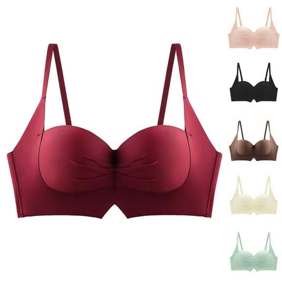 Swuxness Women's Push Up Wireless Bra, Womens Bras, Women Solid Color No Underwire Push Up Support Seamless Breathable Comfortable Bras Coffee, 34/85BC