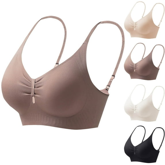 Swuxness Women's Push Up Wireless Bra, Womens Bras, Women's Solid Color Seamless Jelly Gel Fixed Cup Breathable Comfortable Everyday Bra Black, 34/75B