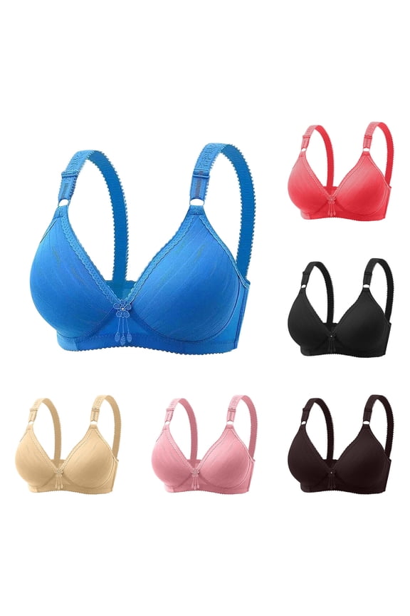 Women's Push Up Wireless Plus Size Bras Solid Color Support Back Hook Stretch Breathable