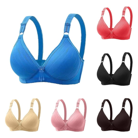 Swuxness Women's Push Up Wireless Bra, Womens Plus Size Bras, Women Plus Size Solid Color Push Up Support Back Hook Stretch Breathable Everyday Bra Red, 42/95BC