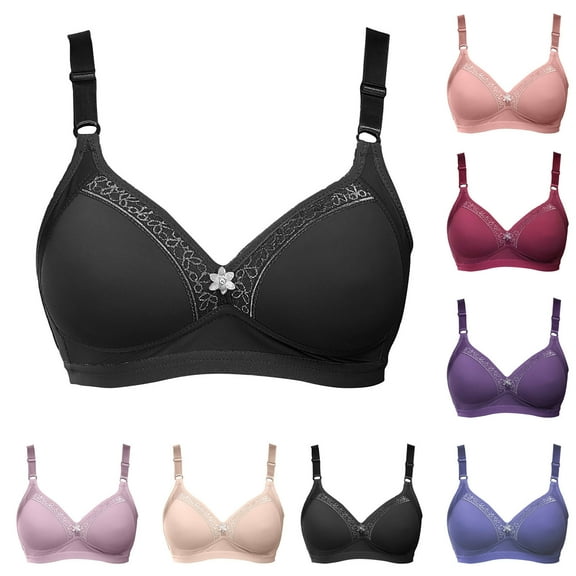 Swuxness Women's Push Up Wireless Bra, Womens Plus Size Bras, Women's Solid Color Plus Size Thin Full Cup Lifting Comfortable Soft Everyday Bras Red, 36/80C