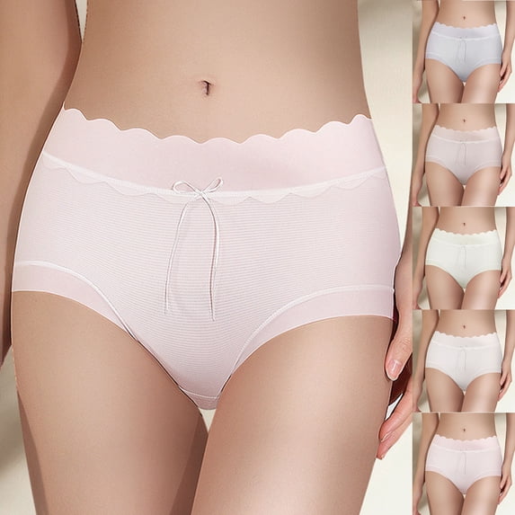 Swuxness Women's Seamless Breathable Briefs, Women Panties, Women's Solid Color No Show Ice Silk Breathable Soft Comfortable Briefs Panties Beige, XL