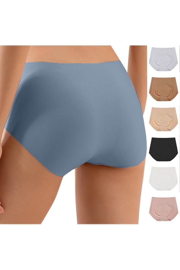 Women's Seamless High Waisted Brief Solid Color Hip Lifting Slim Breathable Soft Comfortable Plus Size Panties