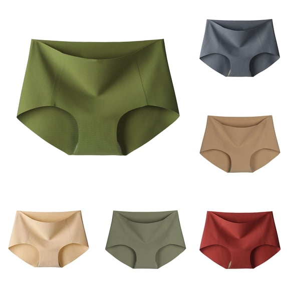 Swuxness Women's Seamless Stretch Briefs Solid Color Ice Silk Thin Sports Breathable Lightweight High Waisted Panties