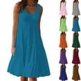thumbnail image 1 of Swuxness Women's Sleeveless Midi Dresses Comfortable Solid Color Vintage Collar Elegant, 1 of 5