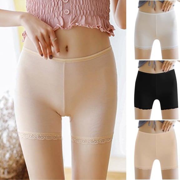 Swuxness Women's Slim Bottoming Safety Briefs, Women Panties, Women's Ice Silk Thin No Show Proof Safety Shorts Briefs Panties for Everyday Wear Beige, XL