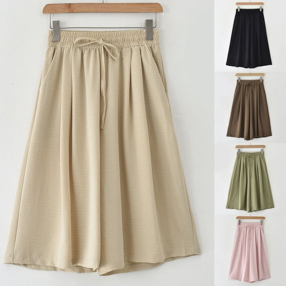 Swuxness Women Linen Capris Pants Casual Comfortable Breathable Daily Wear