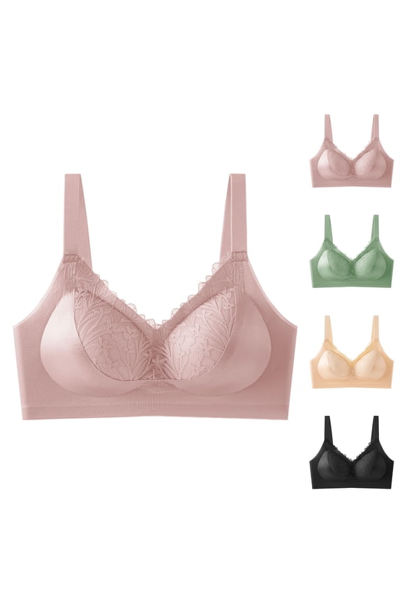 Women's Wireless Bras Adjustable Strap Fixed 3 Hook Back Closure Push Up Undergarment