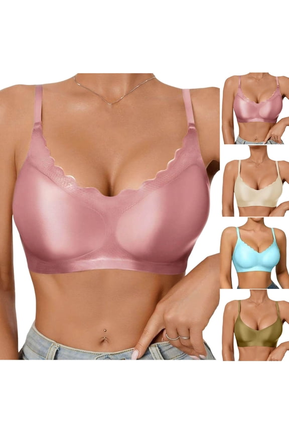 Women's Wireless Bras Fixed Back Hook Closure Adjustable Strap Seamless Push Up