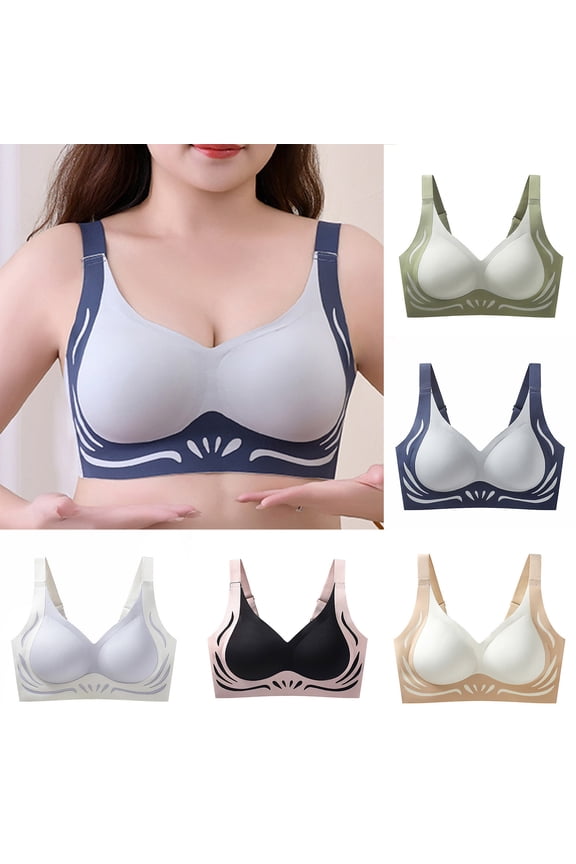Women's Wireless Bras Open Back Seamless Push Up Side Coverage Back Support Classic